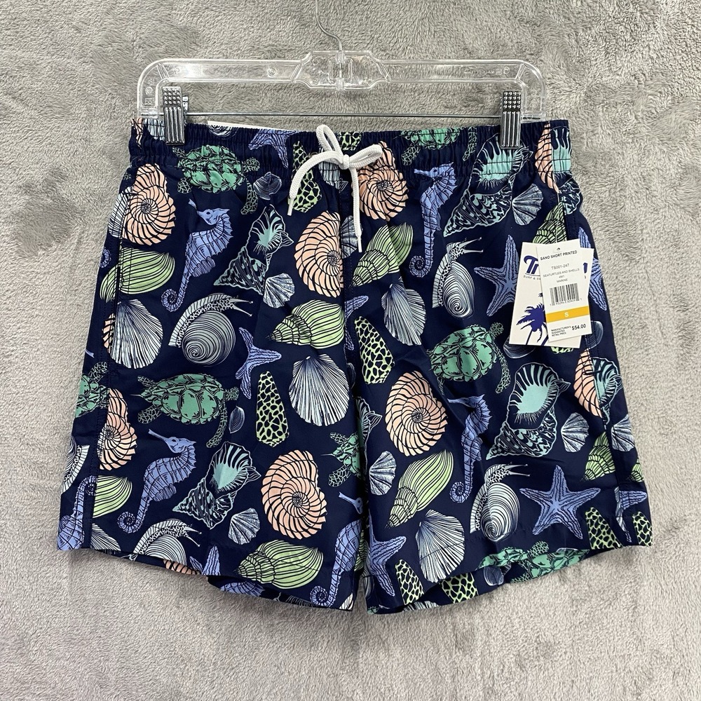 Trunks Surf & Swim Co Men S Blue Seashell Turtle Swim Trunks Drawstring NWT